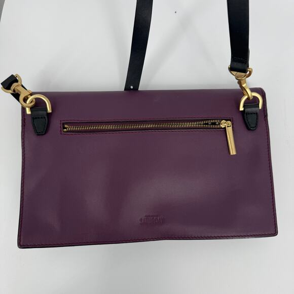 Kate Spade Saturday Women’s Leather Shoulder Bag Crossbody Purple Black White - Picture 2 of 7
